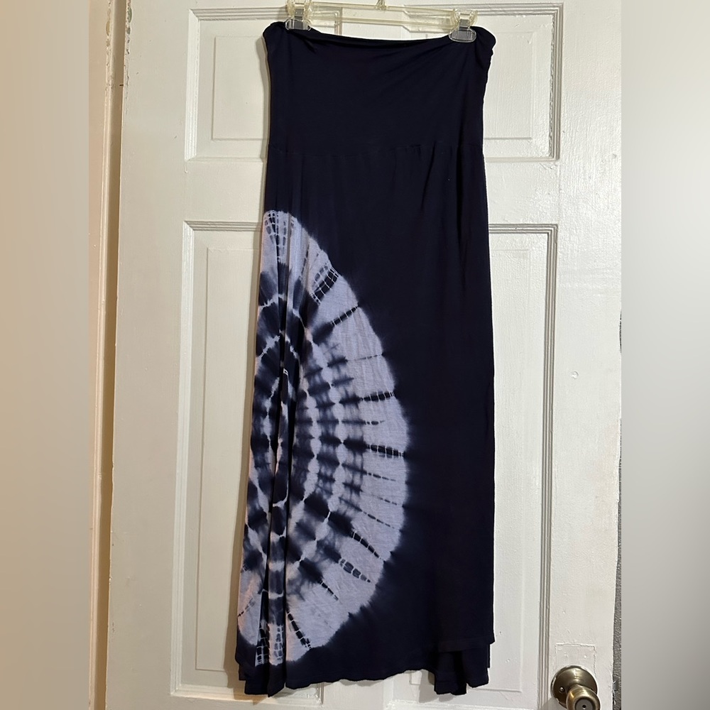 Navy tie dye maxi skirt